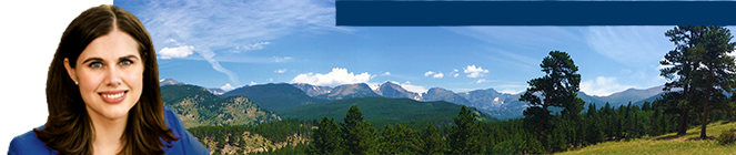 Image of Jena Griswold and Colorado mountains