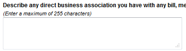 Enter direct business association information into the field.